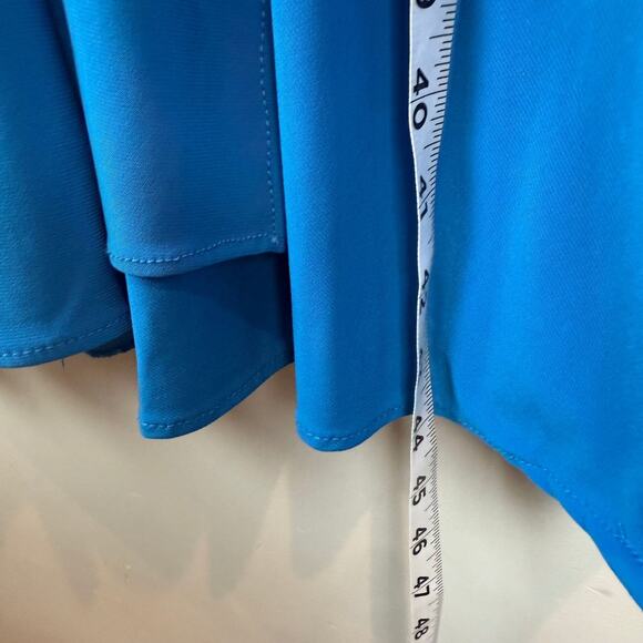 Celavie Dress Women L Blue Embellished Faux Wrap Surplice Neck Pleat Y2K Formal - Picture 9 of 9